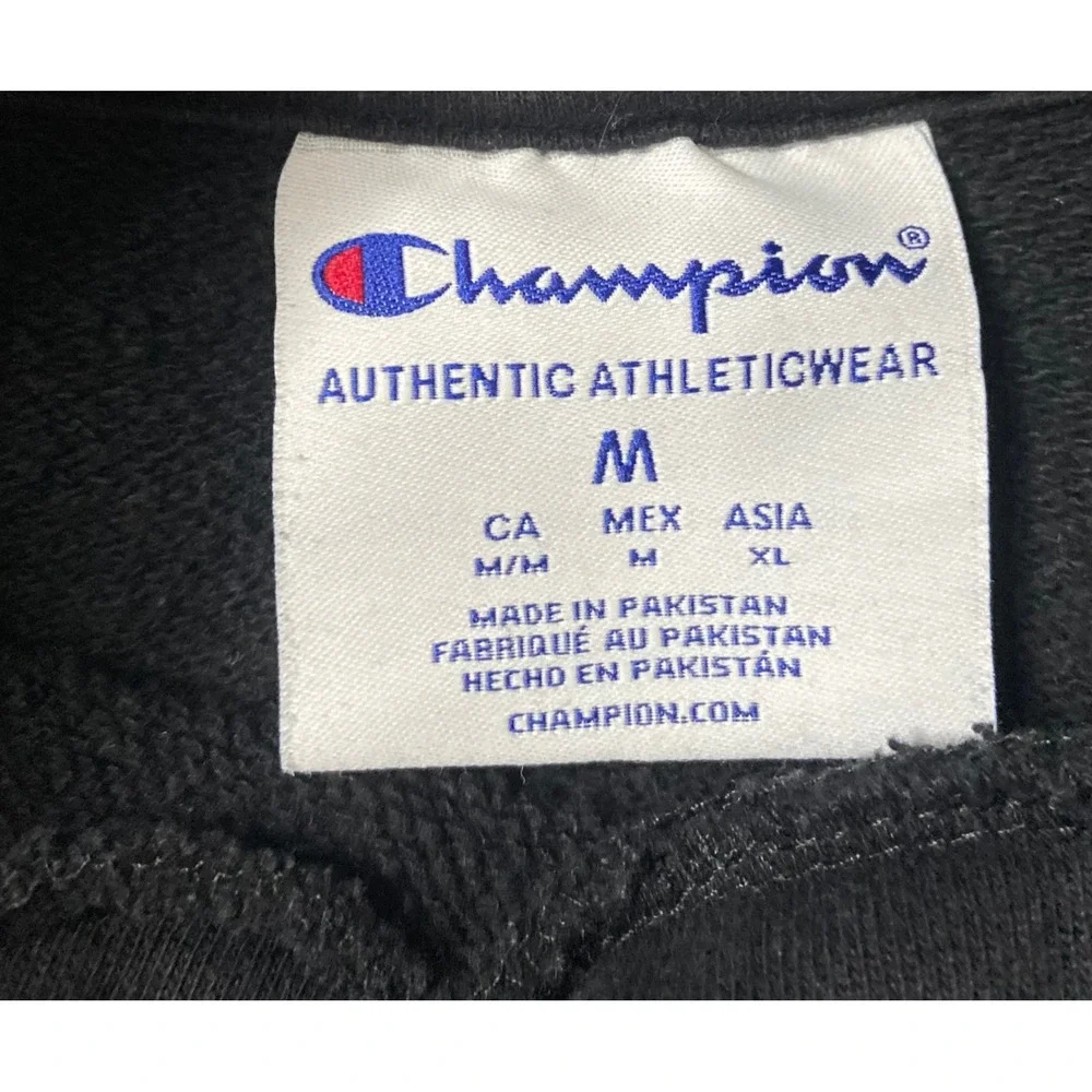 Champion‎ Finley Pullover Hoodie Black Orange White Stripe Size M